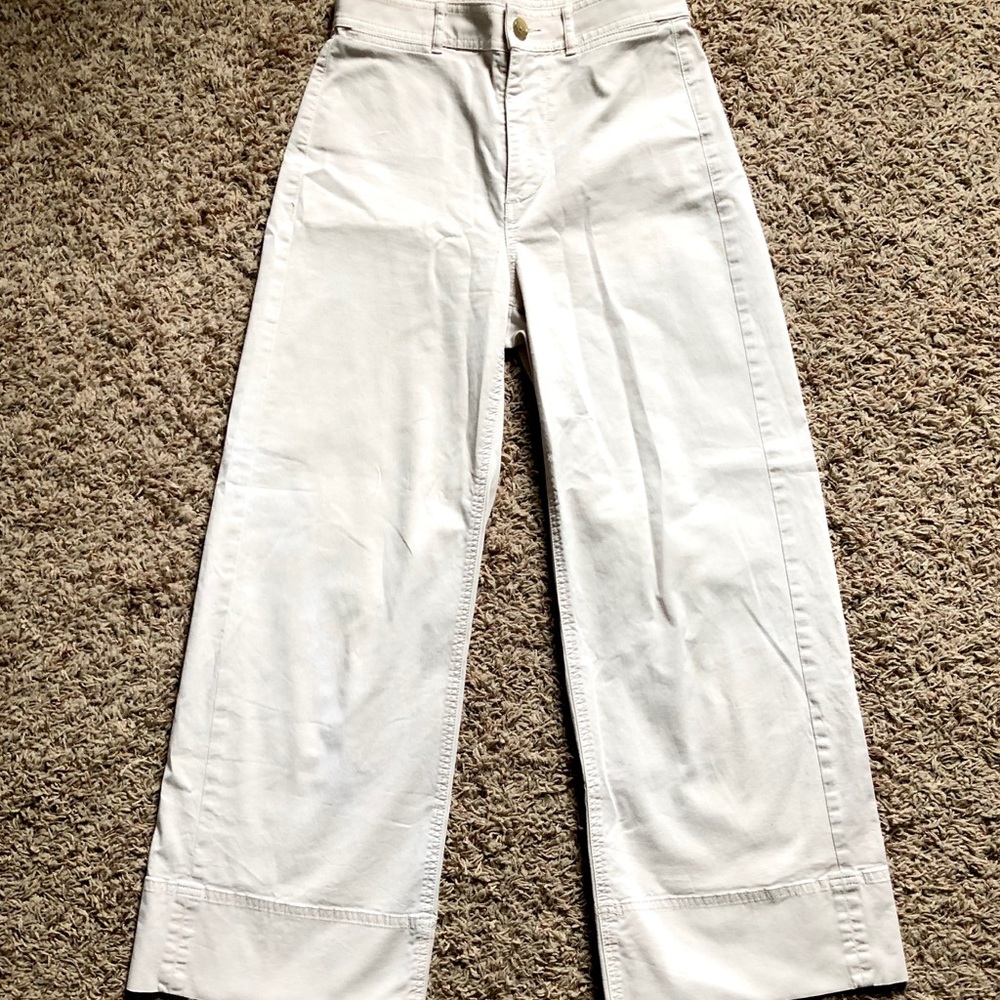 Everlane White High Waist Wide Leg Pants, sz 0